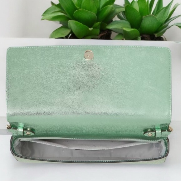 KATE SPADE NWT KENZIE GLITTER SPARKLY SEAWATER GREEN CONVERTIBLE CROSSBODY BAG - Picture 4 of 7